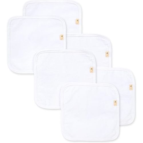 Burts Bees Baby Infant Washcloths Made of 100% Organic Cotton, Soft and Super Absorbent Knit Terry Cloths, 6-Pack Newborn Bath Essentials, Heather Gray and White Wash Cloths