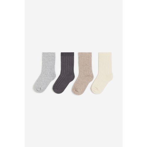 4-pack Socks, Beige melange/gray