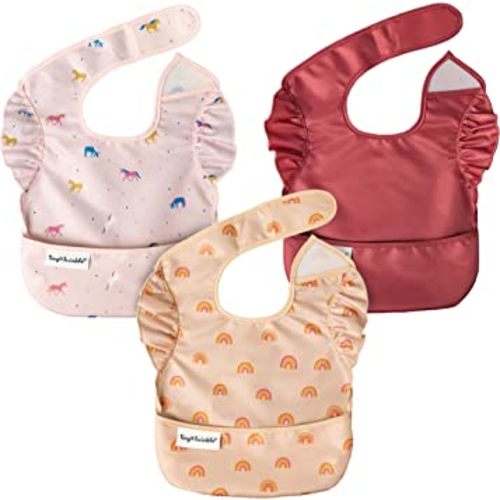 Tiny Twinkle Mess-Proof Baby Bib - Waterproof Bib for Baby Boy or Girl - Machine Washable - Adjustable Closure - PVC, BPA, & Phthalate Free - Great for Travel - Baby Food Bibs (3 Pack, Boho Unicorn)