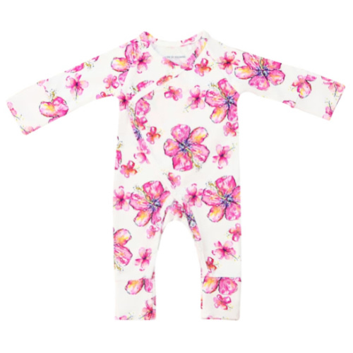 Hibiscus Kiss Bamboo Newborn Coverall