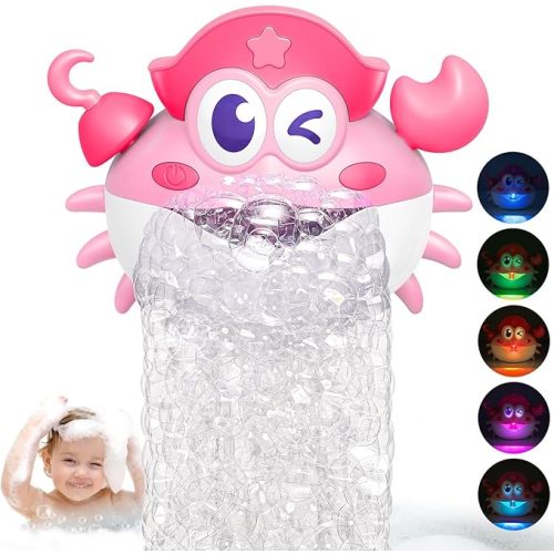 Bath Toys,Light Up Baby Bath Toys Bath Bubble Machine with Colourful RGB Light Great Birthday for Toddler Boys and Girls Tub Toy for Kids Ages 1-3 4-8