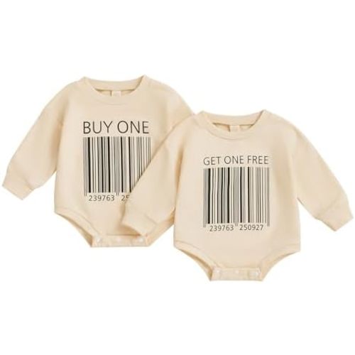 Eadrioss Newborn Baby Twins Clothes Funny Letter Print Romper Bodysuit Shirt Twins Baby Gifts Infant Boy Girl Fall Clothes