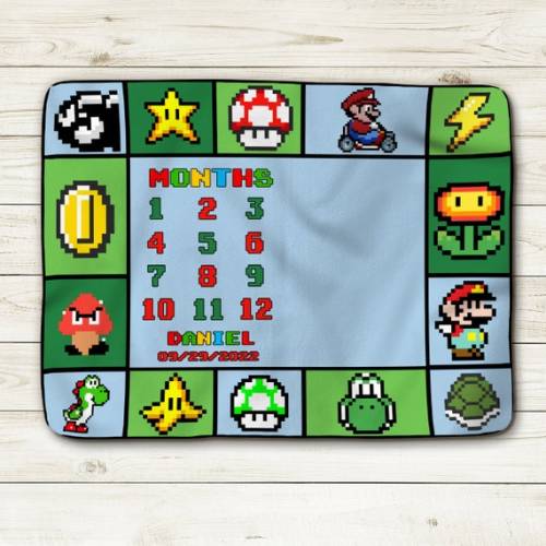 Mario Inspired Milestone Blanket Baby Girl Milestone Blanket - Etsy