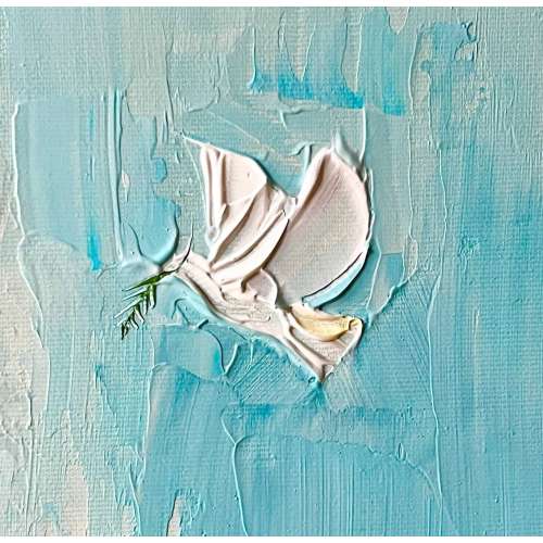 Dove from the Ark – Custom Original Christian Painting – Minimalist Bible Wall Art – Modern Religious Decor