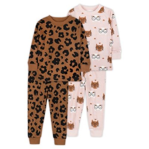 Little Star Organic Toddler Girl Pajama Set, 4-Piece, Sizes 12M-5T