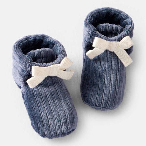 Baby Boy Rib Velour Booties - Navy | Carter’s Oshkosh Canada