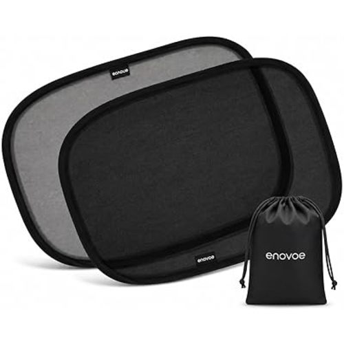 Enovoe Car Window Shades for Baby (4 Pack) - 21"x14" - Sun Shade Blocker, Cling - Glare Shield and UV Rays Protection for Your Child - Side Windows Screens for SUV- Mesh Window Shades for Car Baby