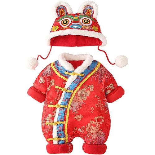 Quenny autumn and winter babys' clothes,baby-boys' Chinese style hooded jumpsuits,new year's winter clothes. - XX-Large(15-24M) - Red