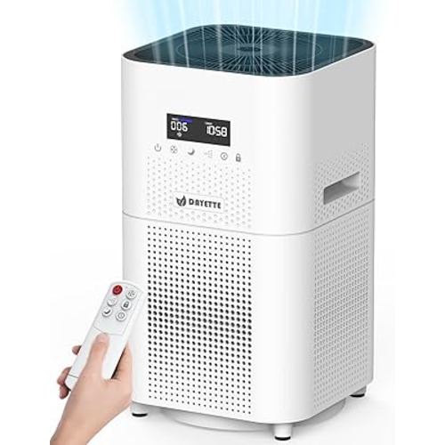 Dayette Air Purifiers for Home Large Room up to 3000 Sq Ft, CARD Upgrade to 500 m³/h H14 Ture Hepa Air Filter, Air Purifier with Air Quality Monitor, 22dB Sleep Mode for Bedroom, Living Room