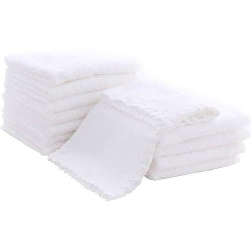 12 Pack Baby Washcloths - Extra Absorbent and Soft Wash Clothes for Newborns, Infants and Toddlers (White) - 12x12 Inch (Pack of 12)