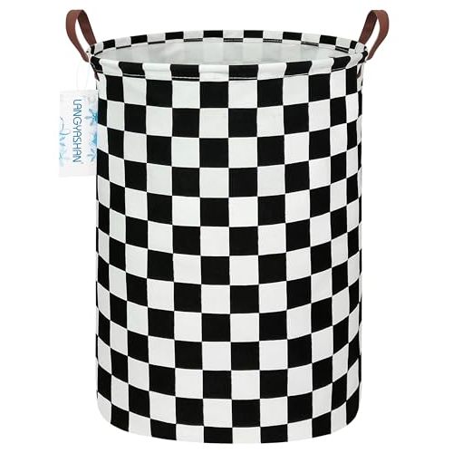 LANGYASHAN Laundry Basket Canvas Fabric Collapsible Organizer Basket for Storage Bin Toy Bins Gift Baskets Bedroom Clothes Children Nursery Hamper (Racing flag)