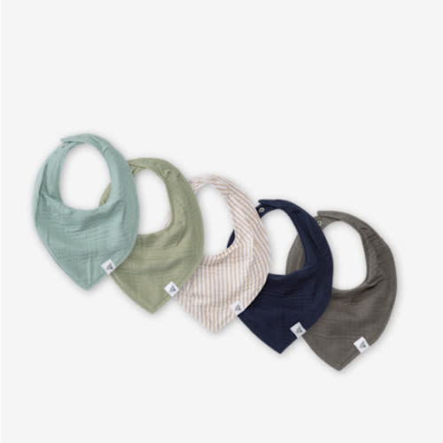 Burt's Bees Baby 5-Pack Bandana Bib Set with Snap Closure