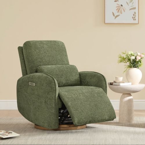 Power Swivel Recliner Chair Nursery Glider with Lumber Pillow