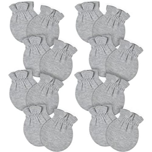 Gerber Baby 12-Pack No Scratch Mittens, Gray Heather, 0-3 Months (8-Pack)