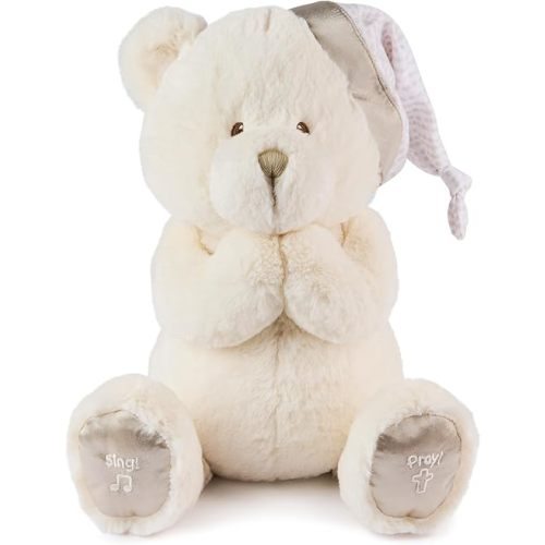 GUND Animated Goodnight Prayer Bear, Spiritual Plush Teddy Bear, Sensory Toy Stuffed Animal for Ages 0 and Up, Cream, 11"