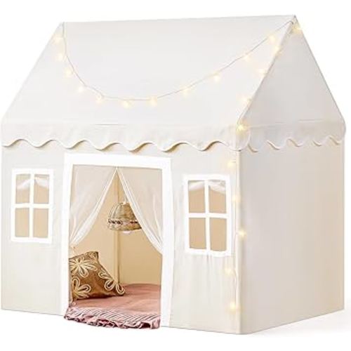 Amazon.com: Tiny Land Play Tent with Padded Mat & LED Lights, Kids Tent, Playhouse for Kids, Indoor Bed Tent for Toddler, Toys for 3,4,5,6-Year-Old Girls, Neutral Color Play Room Furniture : Toys & Games