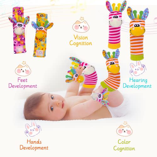 Wrist Rattles Soft Sensory Toys for Babies Early Development Newborn - 0 to 3 Years Old