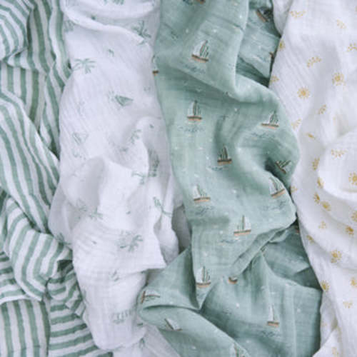 Swaddles Organic Cotton Muslin Swaddles in Sailing Seas 4 Pack | aden + anais