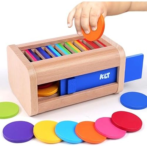 KLT Montessori Toys for 1-3 Year Old: Wooden Learning Color Sorting Toys for Toddlers 1 2 3 - Educational Toy for Fine Motor Skills - Preschool Sensory Activities Matching Game for Boys and Girls