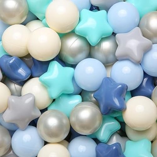 TRENDPLAY Star Ball Pit Balls 50 100 200 500 for Toddlers - Ball Pit Ball Shapes for Boys Girls Fun, Birthday Party, Christmas Decoration