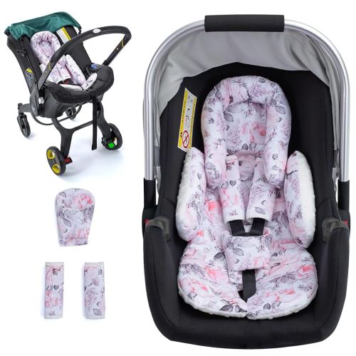 Infant Car Seat Insert, Ultra-Thick Carseat Head & Body Support for Infant, Adjustable Baby Car Seat Head Support with Strap Covers Set, Breathable Baby Car Seat Cushion for Stroller, Swing