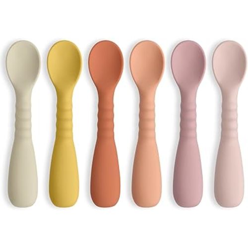ME.FAN Silicone Baby Feeding Spoons [6 Pack] - First Stage Infant Spoons, Training Spoon for Self Feeding Babies and Toddlers