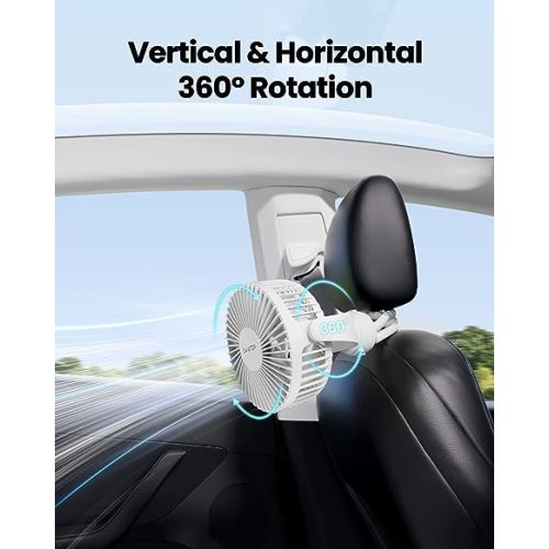 Gaiatop Mini Portable Stroller Fan, Battery Operated Small Clip on Fan, Detachable 3 Speed Rechargeable 360° Rotate Flexible Tripod Handheld Desk Cooling Fan for Car Seat Crib Treadmill Travel White - white