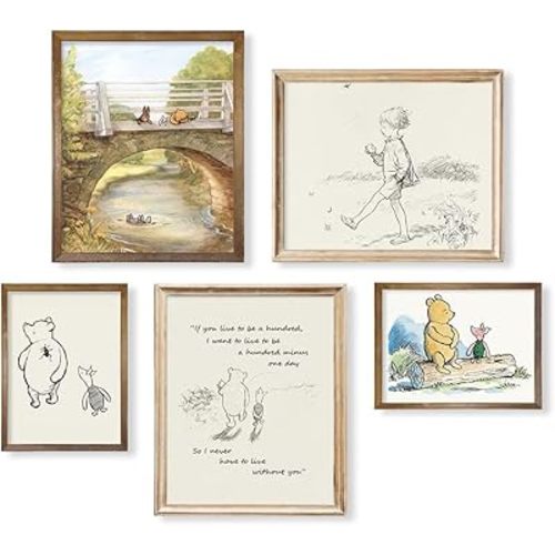 Gifts for Winnie Fans Lover - Winnie The Pooh Nursery Decor - Toddler Room Decor - You Are Braver Than You Think - Motivational Quotes for Kids - Vintage Hundred Acre Wood Poster - Little Boys Décor