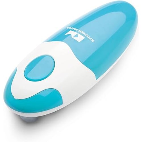 Kitchen Mama Auto Electric Can Opener: Open Your Cans with A Simple Press of Button - Automatic, Hands Free, Smooth Edge, Food-Safe, Battery Operated, YES YOU CAN (Sky Blue)