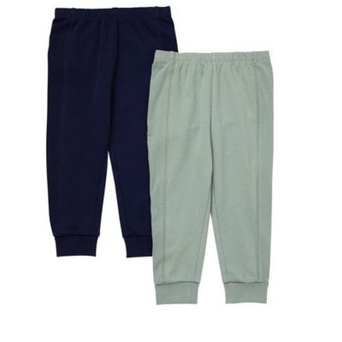 Hanes Pure Comfort Baby French Terry Joggers, Organic Cotton, Boys & Girls, 2-Pack Navy/Aquamoon 3MTH