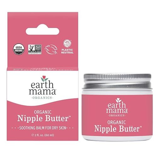 Earth Mama Organic Nipple Butter™ | Nipple Cream Safe for Breastfeeding | Postpartum Essentials for Nursing | Non Lanolin Nipple Cream, 2-Fluid Ounce - 2 Fl Oz (Pack of 1)