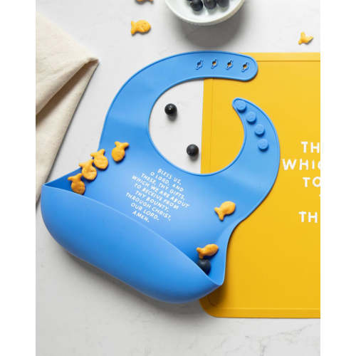 Meal Blessing Silicone Bib - Sage Green