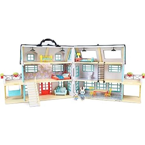 Sunny Days Entertainment Honey Bee Acres Buzzby Farmhouse – 49 Furniture Accessories with 2 Exclusive Figures | 15 Inch Dollhouse Playset | Pretend Play Toys for Kids