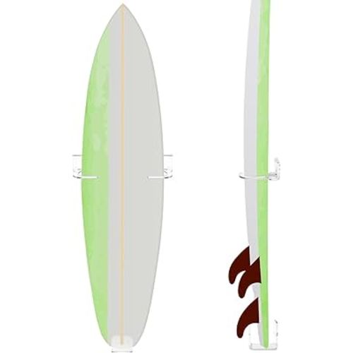 Yousoontic Surfboard Wall Mount Rack Clear Acrylic Surf Board Wall Display Vertical Rack Storage Holder for Fin Boards Snowboard Holds 50 Lbs