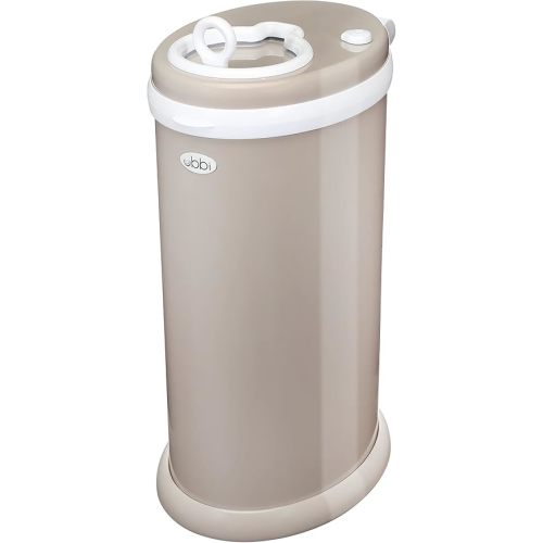 Ubbi Stainless Steel Diaper Pail, Odor Locking, No Special Bag Required, Award-Winning, Registry Must-Have, Taupe