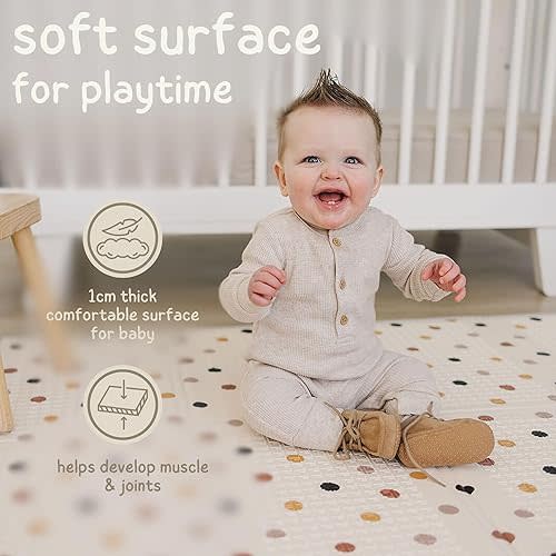 Baby Play Mat, Thick Foam Stars Design, Foldable Waterproof Mat for Crawling, Padded (79 x 59 Inches)