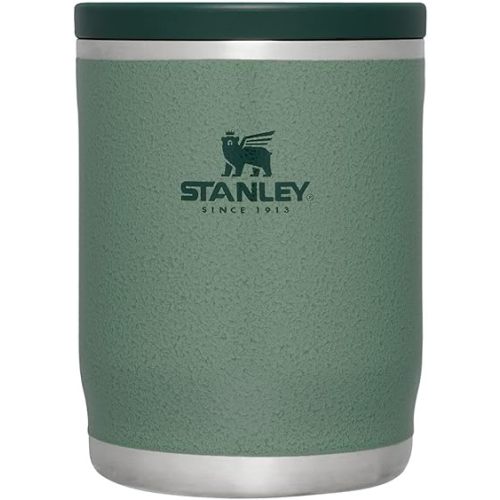 Stanley Adventure To-Go Food Jar 18 oz | Vacuum Insulated Thermos Food Container | Wide Mouth Screw On Lid | Packable for Travel | Stainless Steel with Leakproof Lid | BPA-Free | Hammertone Green