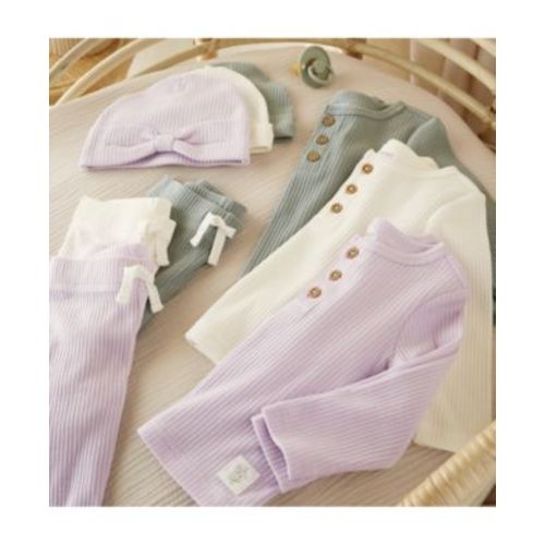 Baby 3-Pc. Ribbed-Knit Cap, T-Shirt & Pants Sets