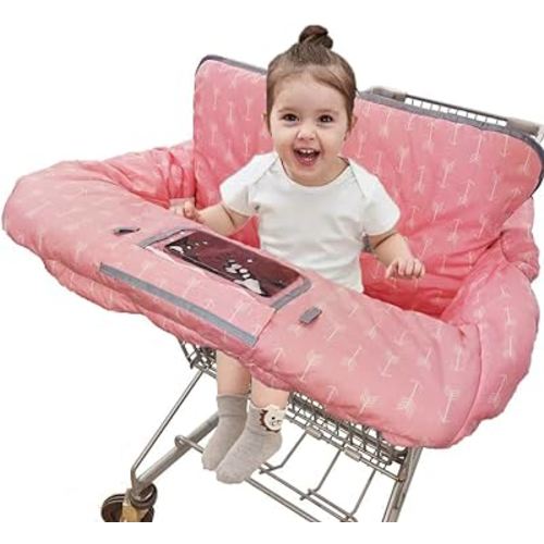Shopping Cart Covers for Baby Girl, Cotton High Chair Cover, Machine Washable for Infant, Toddler (Pink)