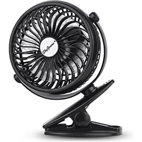 SkyGenius Battery Operated Clip on Mini Desk Fan, Black