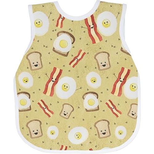 BapronBaby Eggs & Bacon Bapron - No Neck Tie Safer Bib for Baby & Toddler - Soft Waterproof Stain Resistant - Machine Washable - Sz Preschool 3-5yrs
