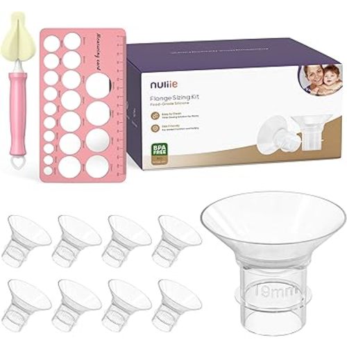 Nuliie 8PCS Flange Sizing kit 19mm for 24mm Flange/Shield of Most Pumps, BPA Free Silicone Flange Inserts, Compatible with Momcozy/Elvie/Spectra/Bellababy/TSRETE/Nuliie Electric Breast Pumps
