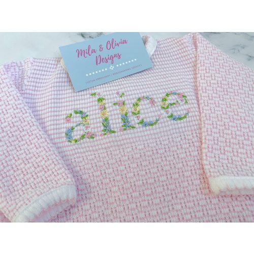 Pink Floral Baby girl monogram gown or romper, Paty gown monogram, Paty gown, Baby girl coming home outfit