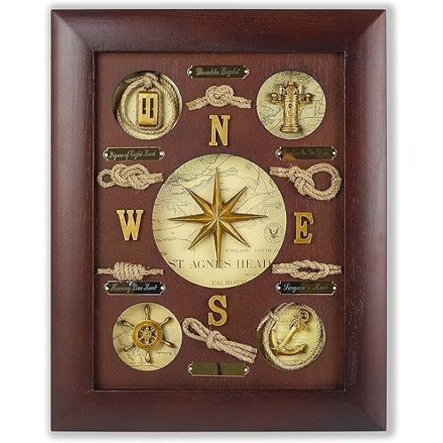 SAILINGSTORY Nautical Wall Decor Knot Board Frame Maritime Decor Coastal Compass Decor