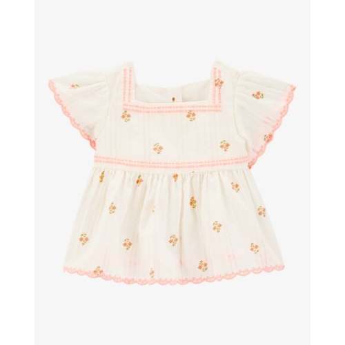 Baby Flutter Sleeve Seersucker Top - Cream - OshKosh | Carter's