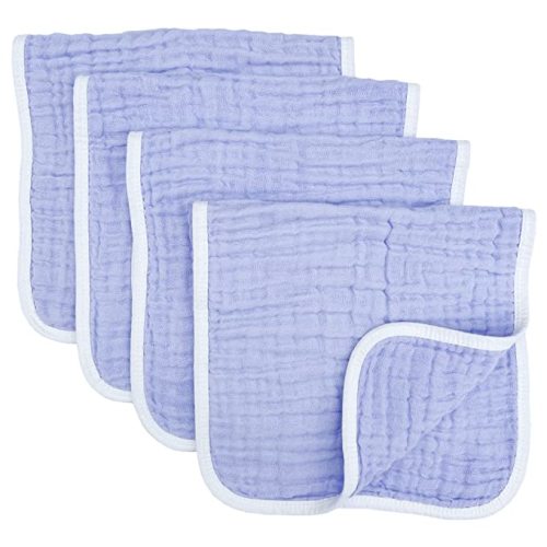 Synrroe Muslin Burp Cloths Large 20 by 10 Inches 100% Cotton 6 Layers Extra Absorbent and Soft 4 Pack Purple