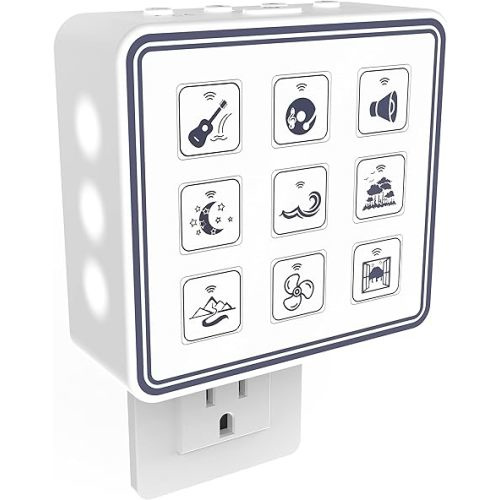 Plug in White Noise Sound Machine with Adjustable Kids Night Light for Sleeping, 9 Non-Looping Sounds, Timer, Volume Control & Headphone Jack | Portable Noise Maker for Adults & Baby, Home, Office