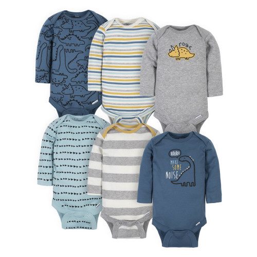 Gerber Baby Boys' Long Sleeve Onesies Bodysuits, 6-Pack