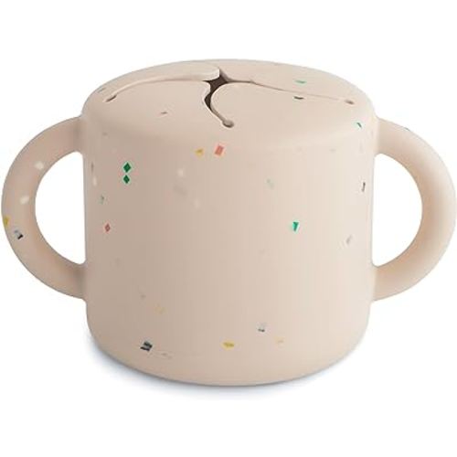 mushie Silicone Snack Cup | Spill Proof Food Container for Toddler and Baby (Vanilla Confetti)