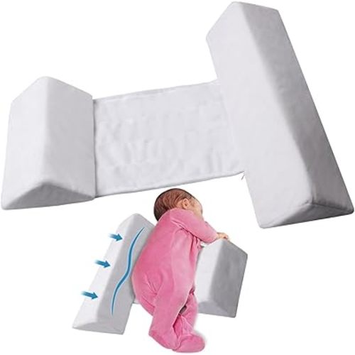 Elevated Support Wedge Pillow for Legs and Back Support with Removable Washable Cover, Positioning Wedge Pillow Side Sleeping Belt Connection (White)